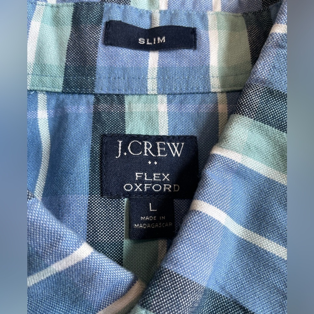 Men’s J. Crew Slim Flex Oxford Plaid Large Shirt - Picture 4 of 5